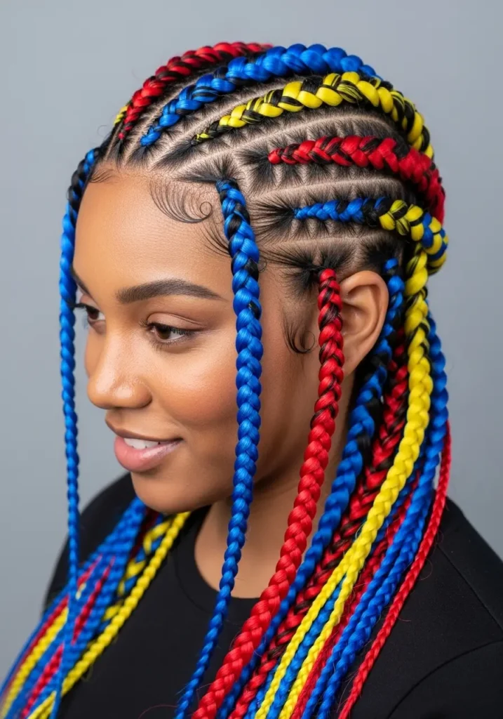 African Braids With Color Accents