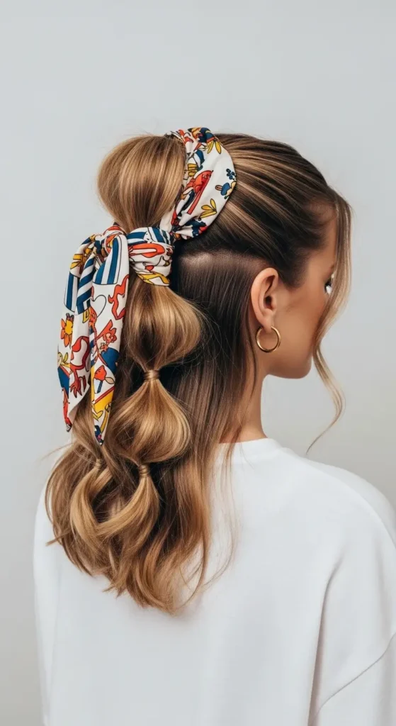 Bubble Pony with Printed Scarf