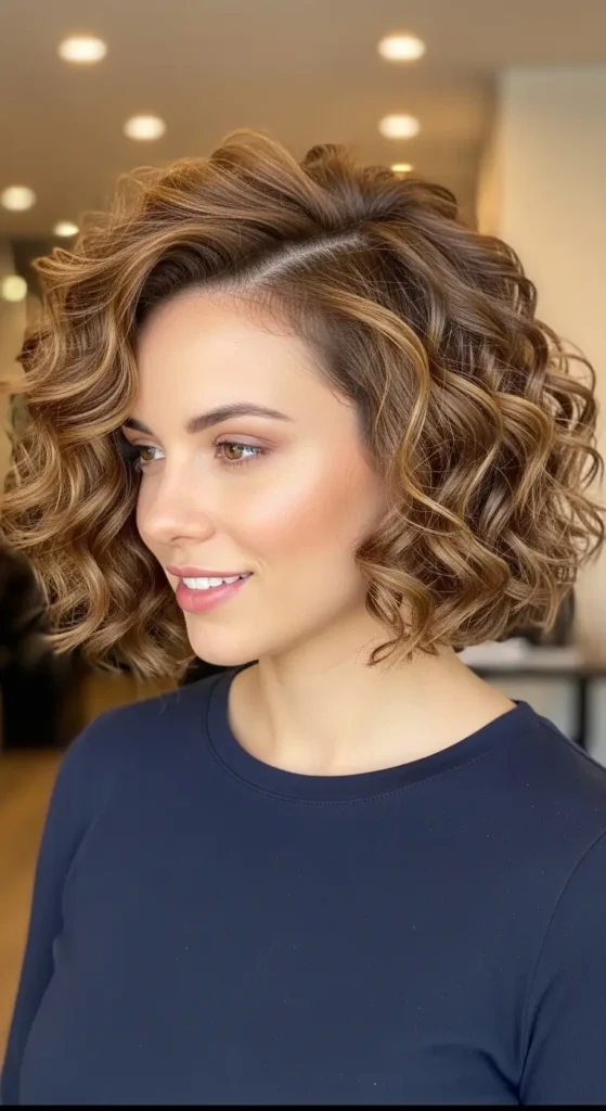 Curly Bob with Side Part