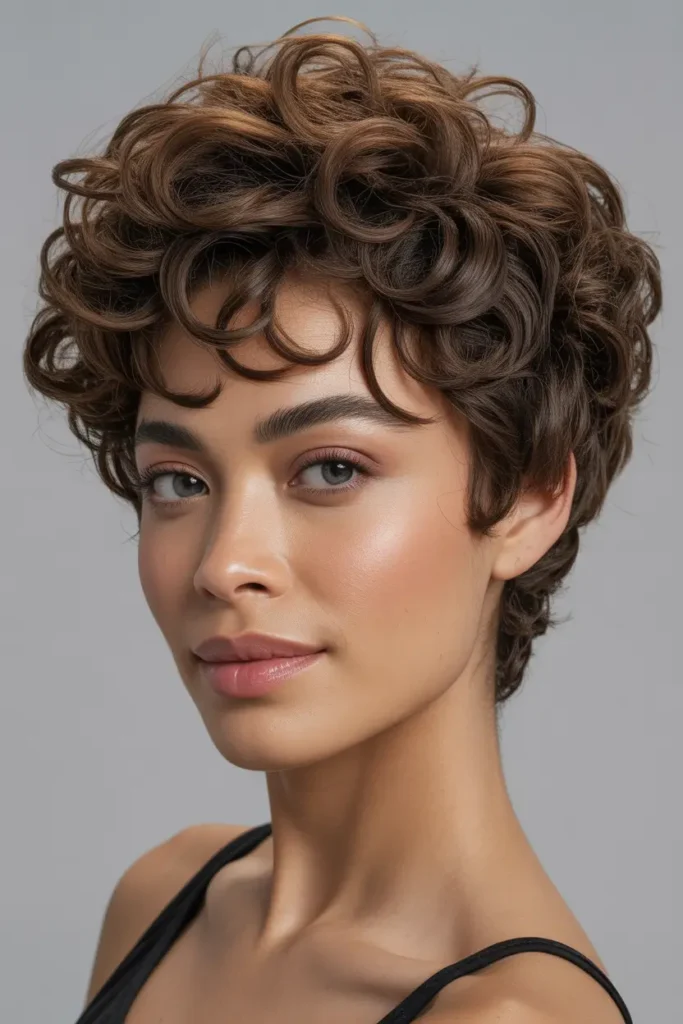 Curly Pixie with Volume