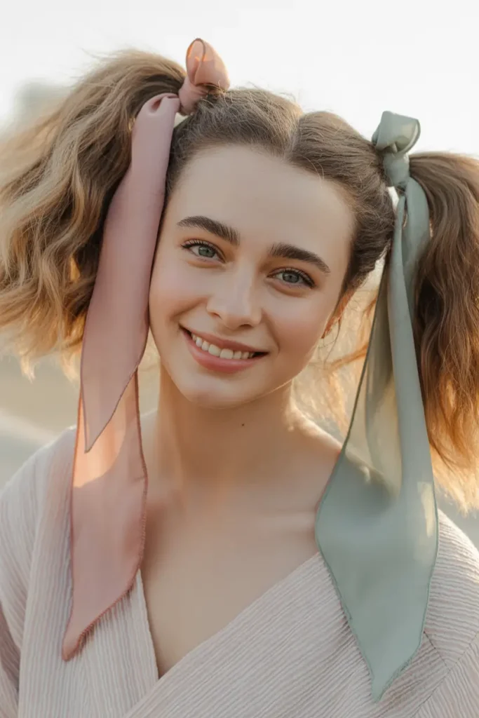 Double Scarf Pigtails