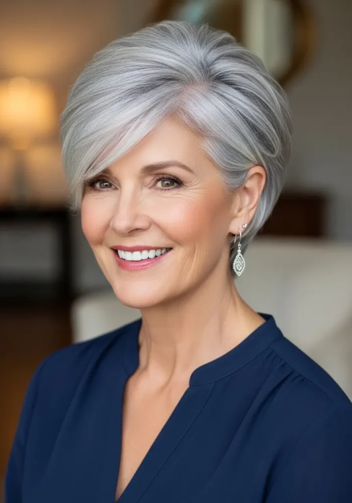 Elegant Side-Swept Short Cut