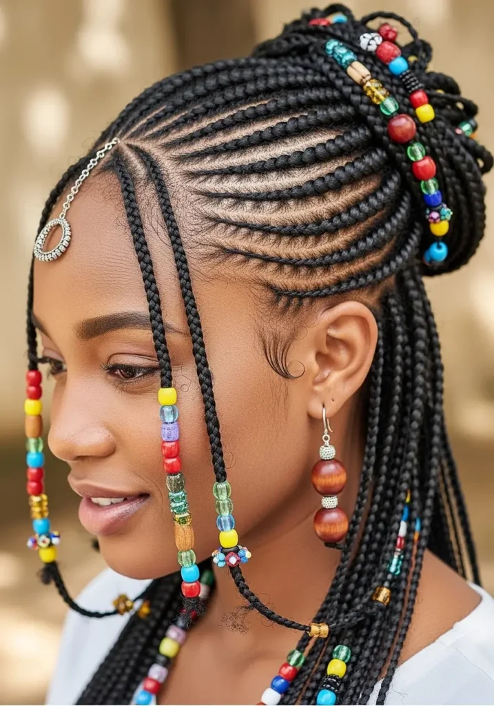 Fulani Braids With Beads Detail