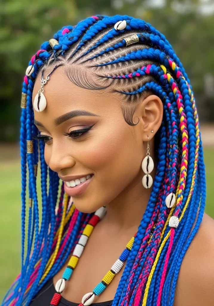 Fulani Braids with Colored Extensions