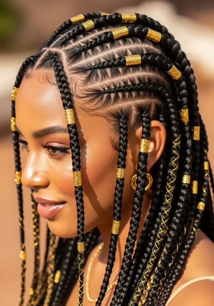 Fulani Braids with Gold Cuffs