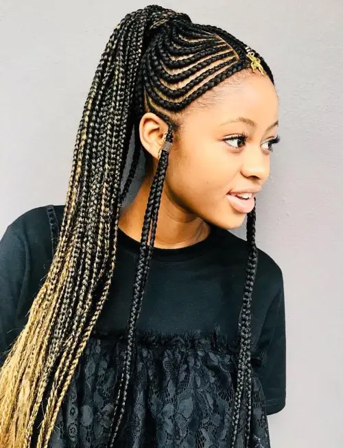 Fulani Braids with High Ponytail