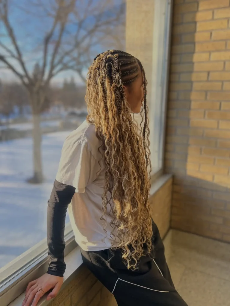 Fulani Braids with Loose Waves Finish