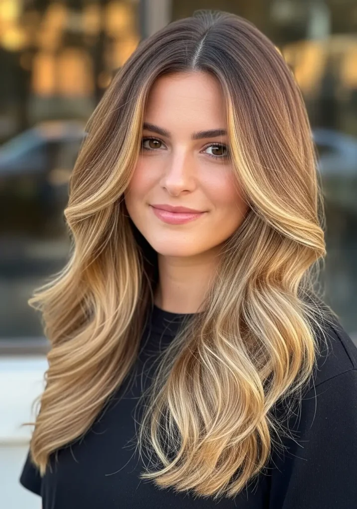 Golden Balayage Highlights for Soft Movement