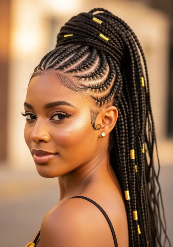 Half Up African Braids Style