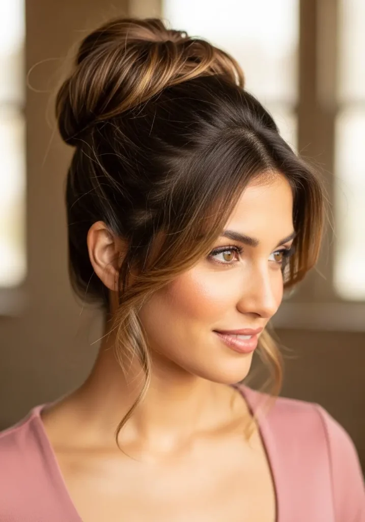 High Bun With Face Framing Pieces
