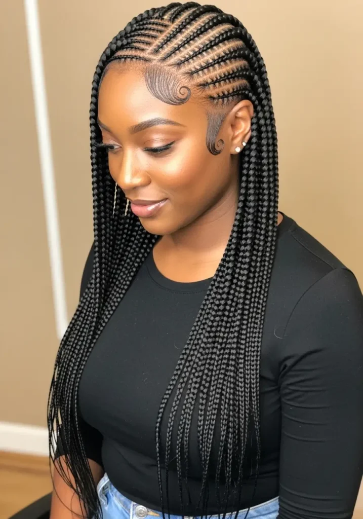 Long Fulani Braids with Sleek Finish
