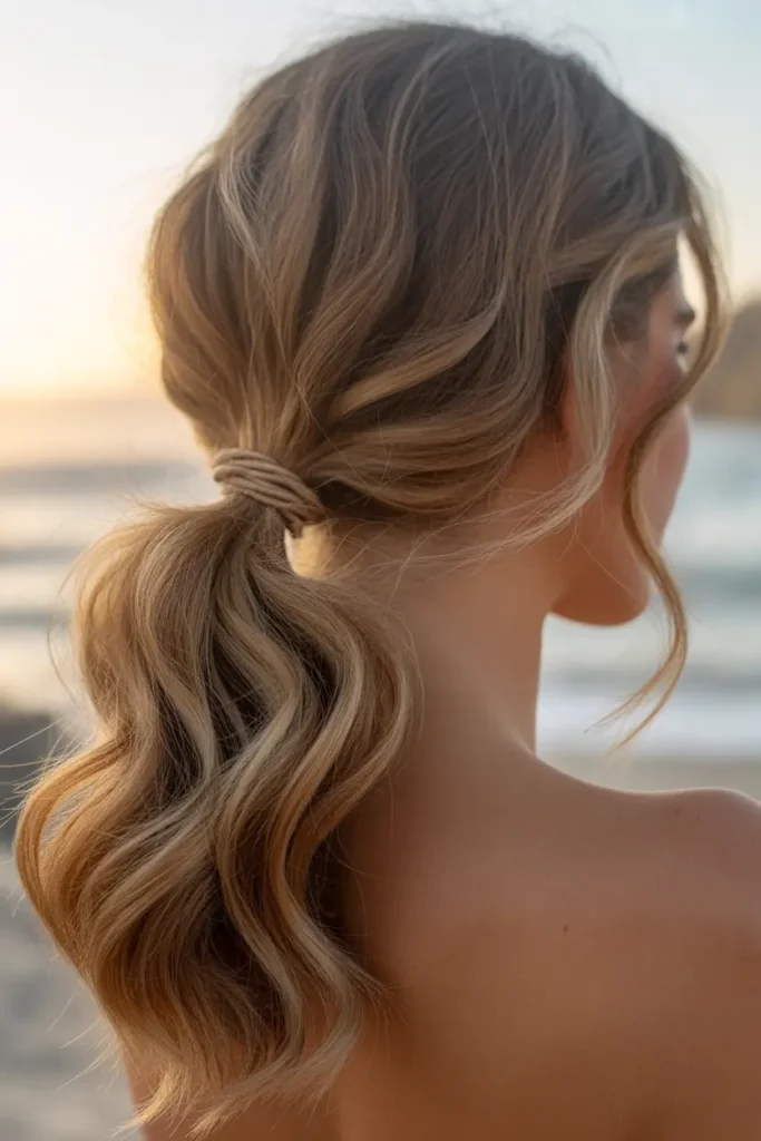 Loose Beach Waves Ponytail