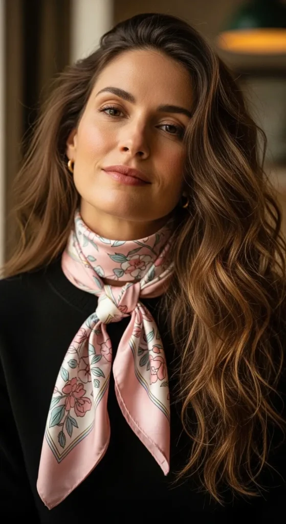 Loose Hair with Neck Scarf Wrap