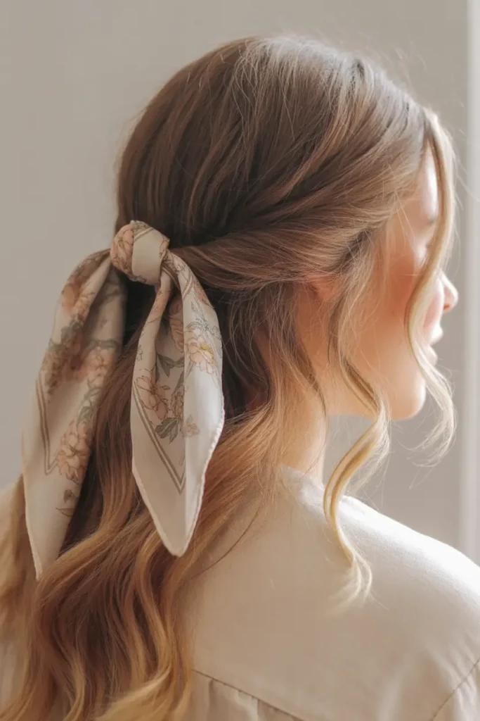 Loose Half-Up Scarf Tie