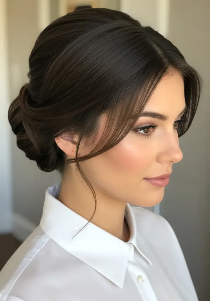Low Bun with Middle Part