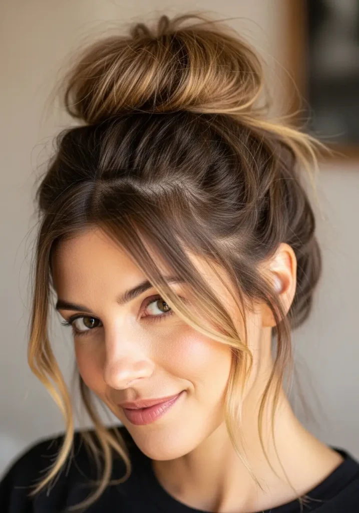 Messy Bun with Loose Strands