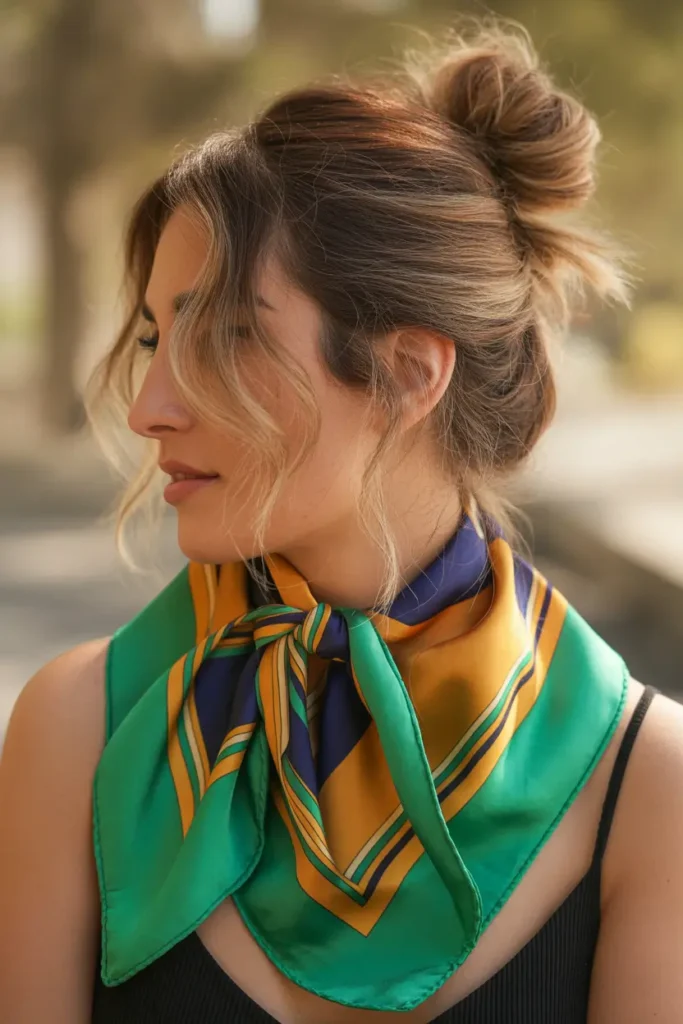 Messy Bun with Statement Scarf