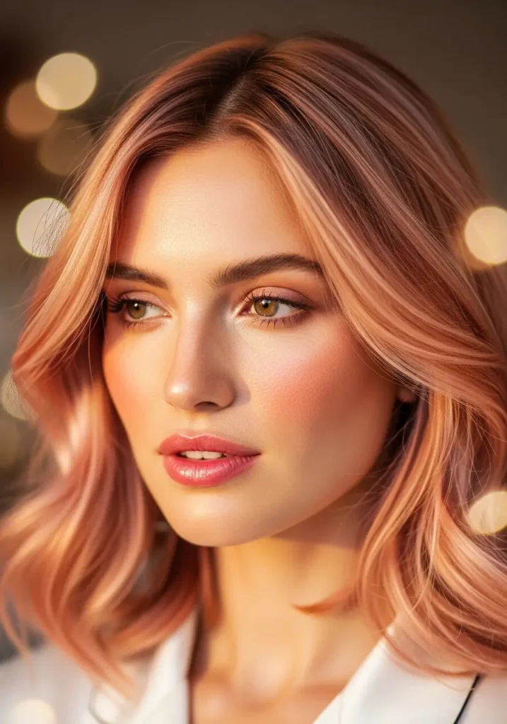 Rose Gold Highlights for Soft Feminine Glow