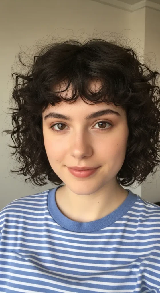 Short Curly Cut with Bangs