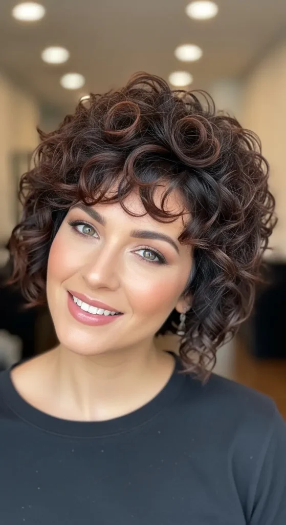 Short Curly Cut with Volume Crown