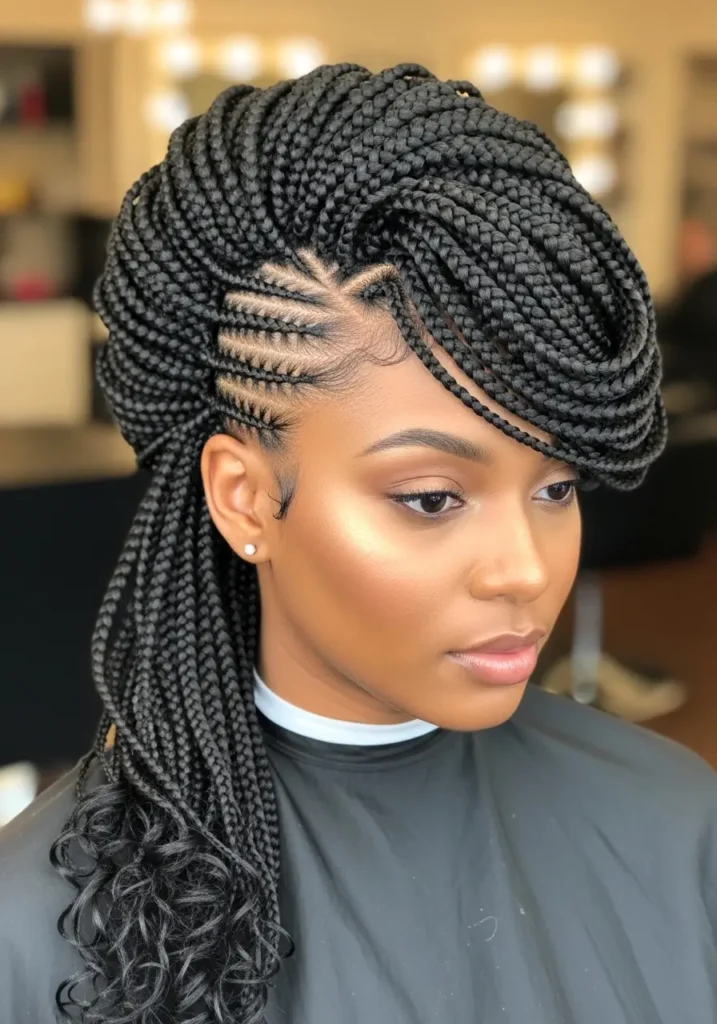 Side Part African Braids With Volume