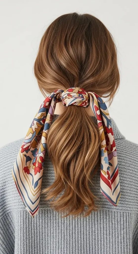 Side Pony with Flowing Scarf