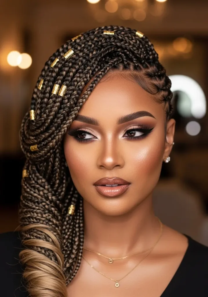 Side Swept Fulani Braids for Soft Glam
