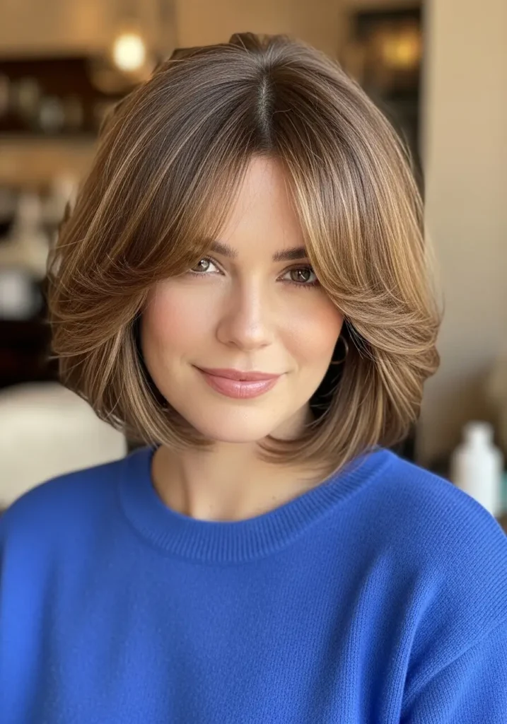 Soft Curtain Bangs with Short Bob