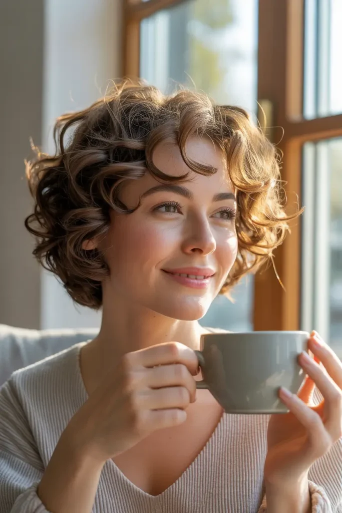 Soft Layered Curly Bob