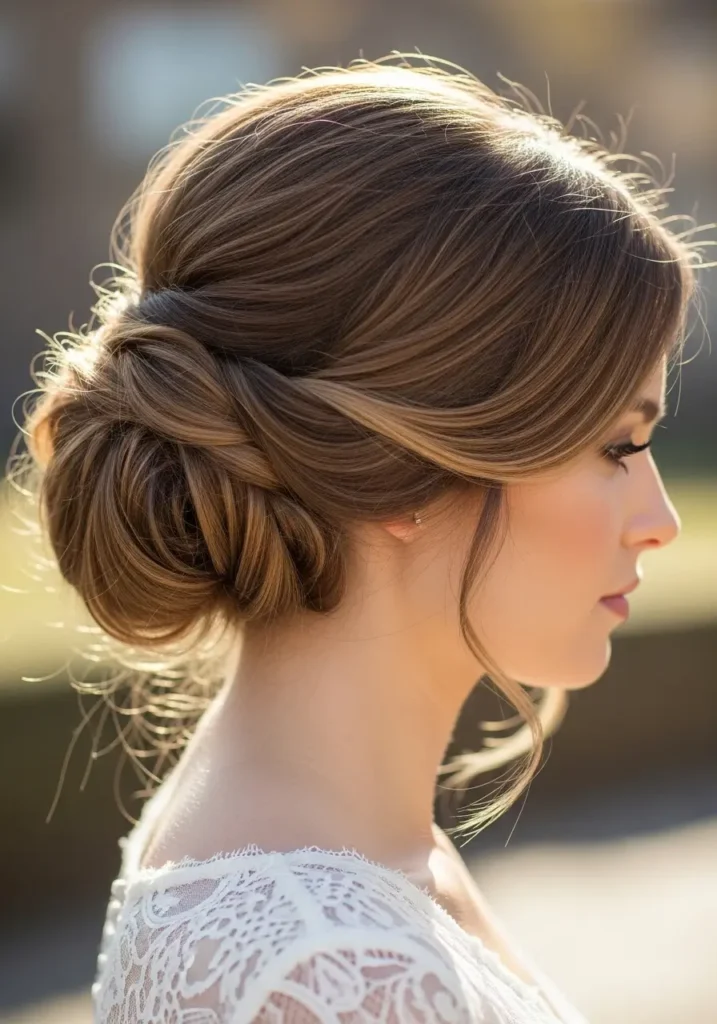 Soft Low Chignon with Romantic Texture
