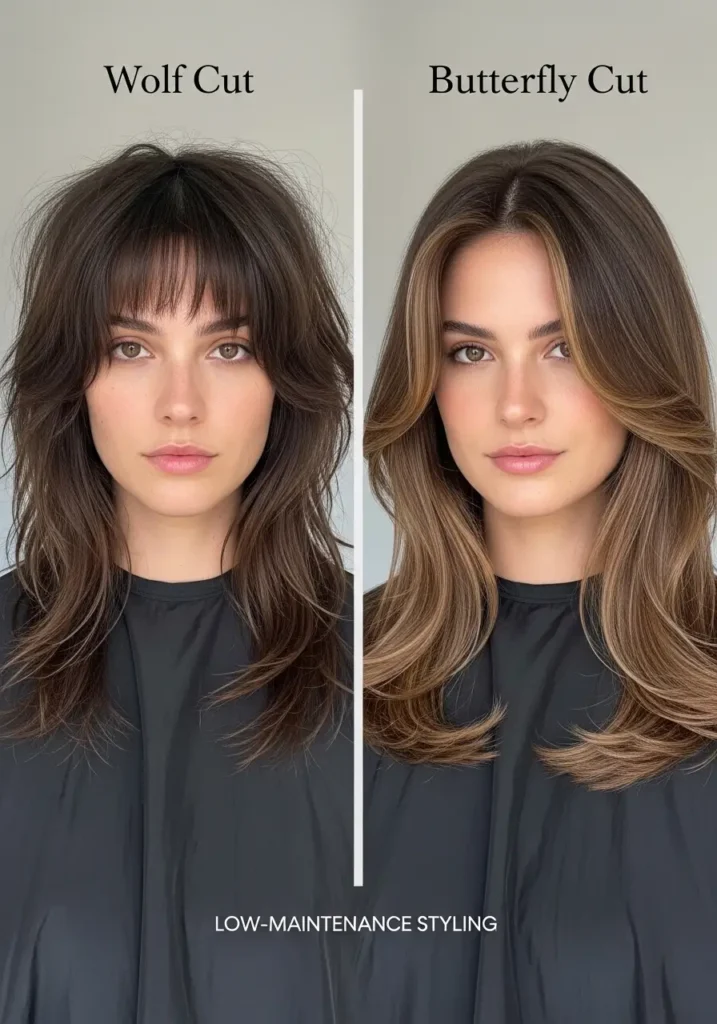 Wolf Cut vs Butterfly Cut for Low-Maintenance Styling