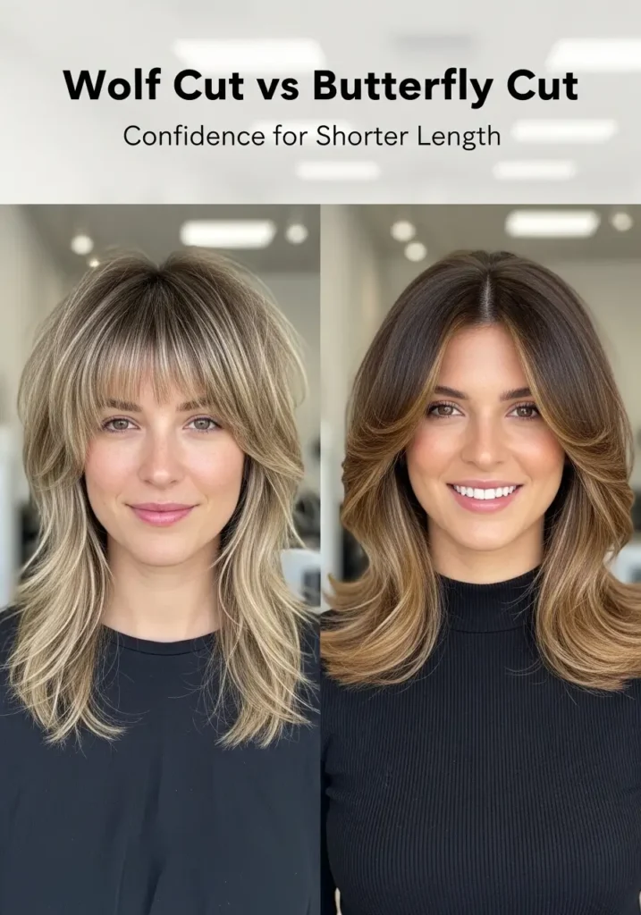 Wolf Cut vs Butterfly Cut for Shorter Length Confidence