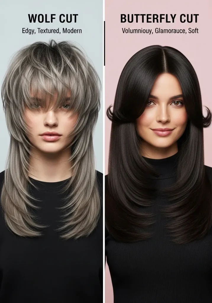 Wolf Cut vs Butterfly Cut for Straight Hair Styling Mood