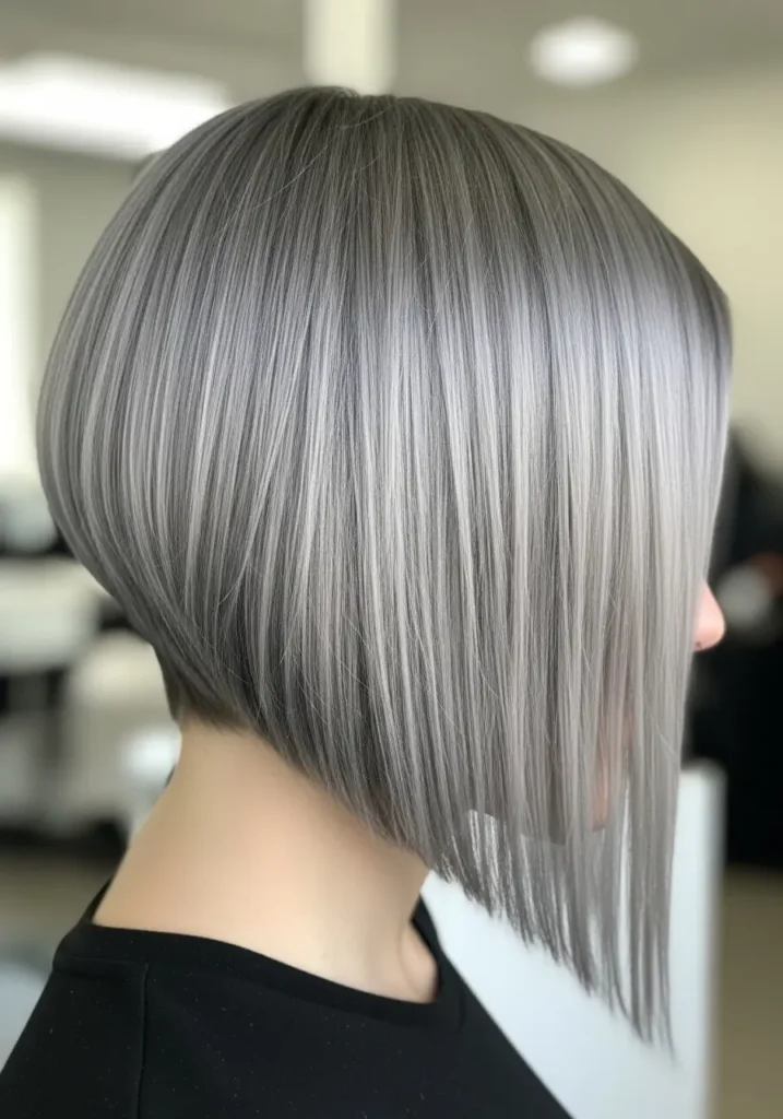Angled Gray Bob for Modern Shape