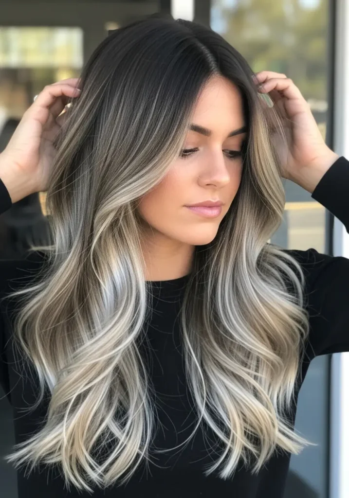 Ash Brown Cool Tone Balayage