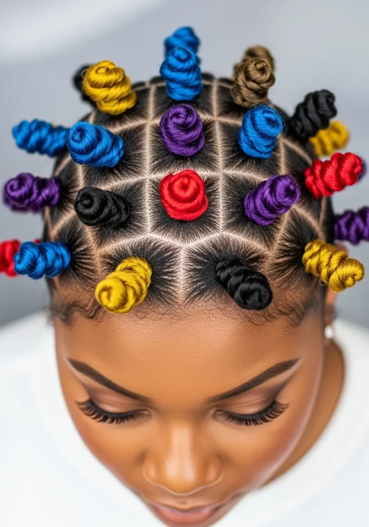 Bantu Knots with Color Highlights