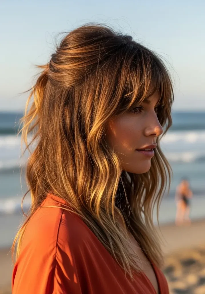 Beachy Waves with Airy Bangs