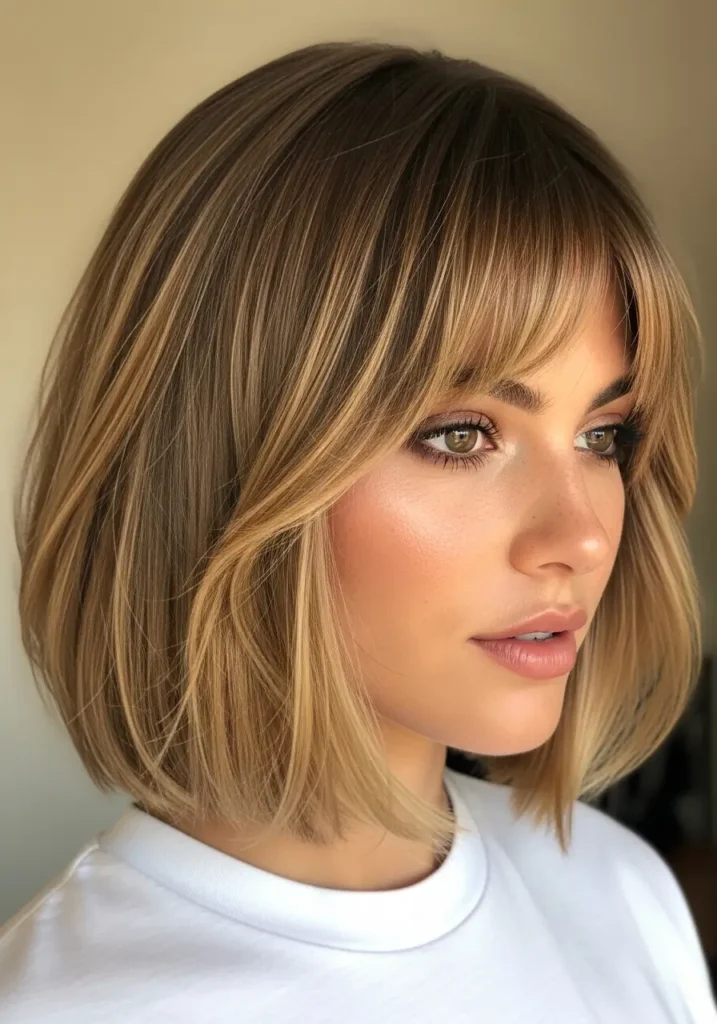 Blunt Bob with Curtain Bangs