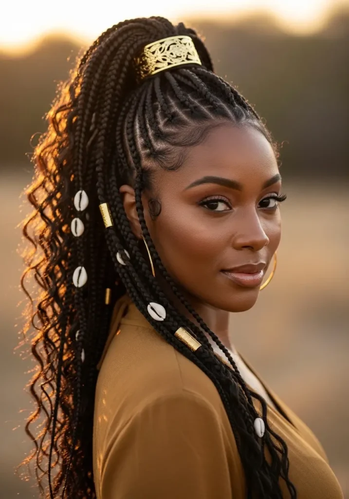 Boho Braids in a High Ponytail
