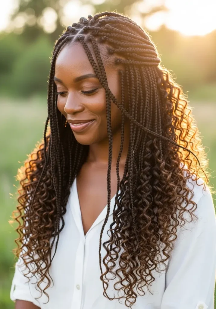 Boho Braids with Curly Ends
