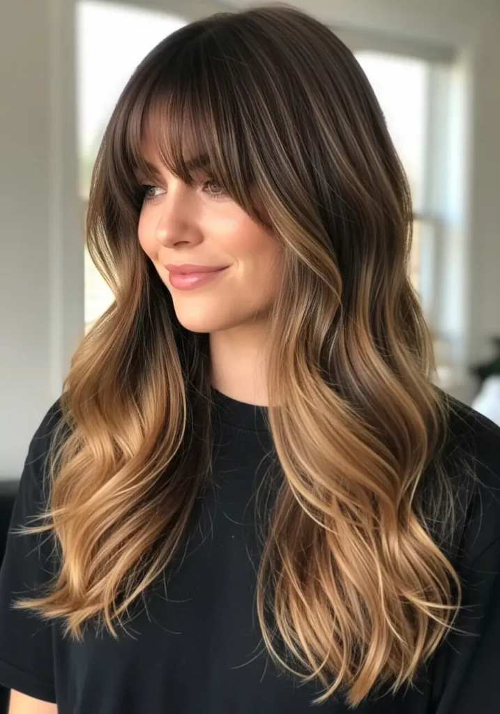 Bold Curtain Bangs with Loose Waves