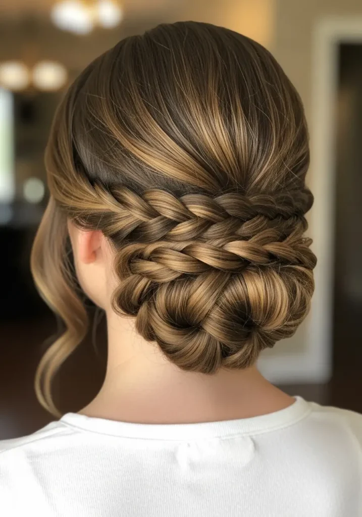 Braided Low Bun with Soft Strands