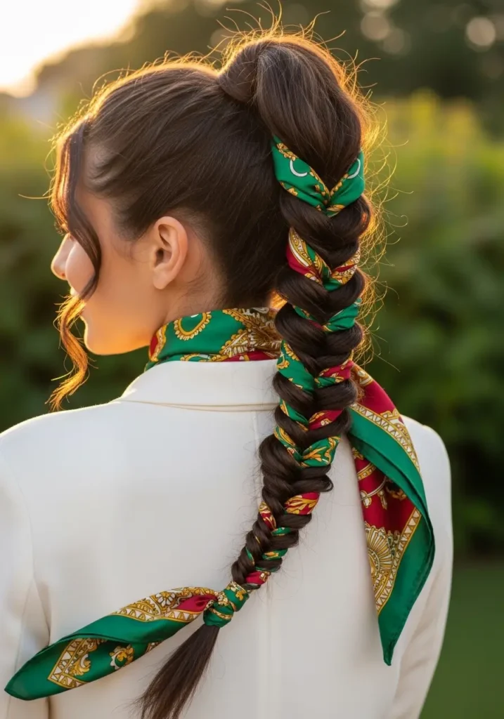 Braided Pony with Scarf Detail