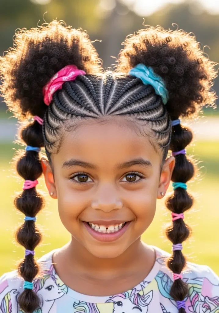 Braids with Puff Ponytails