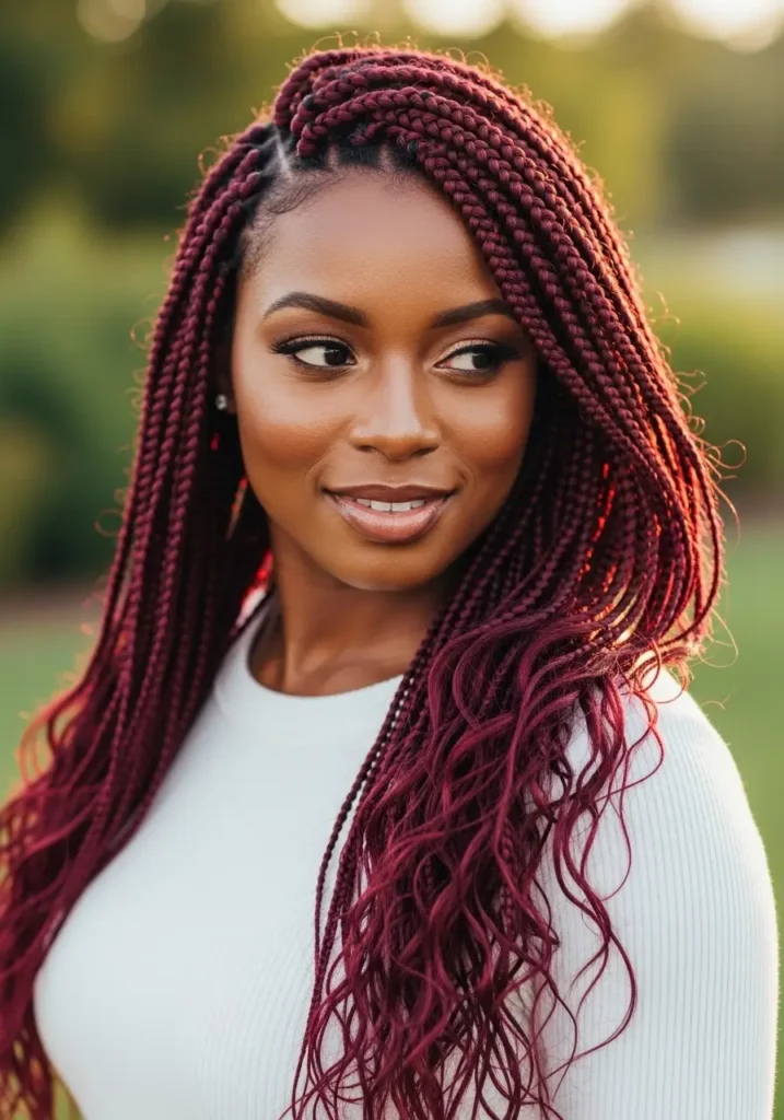 Burgundy Boho Braids