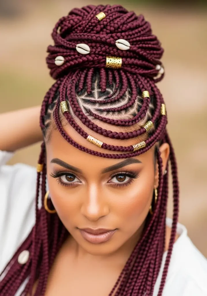 Burgundy Tribal Braids