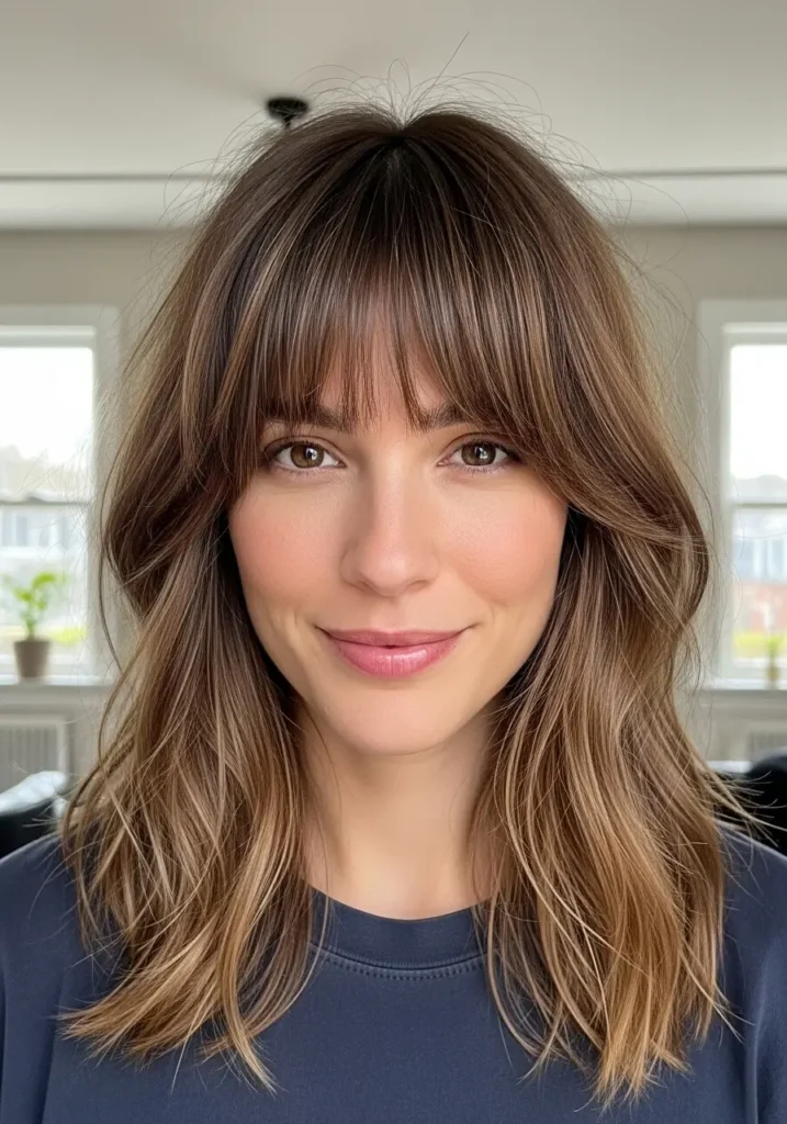 Choppy Curtain Bangs Look