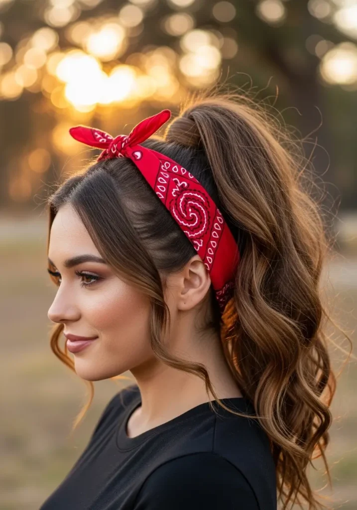 Classic Bandana Ponytail Look