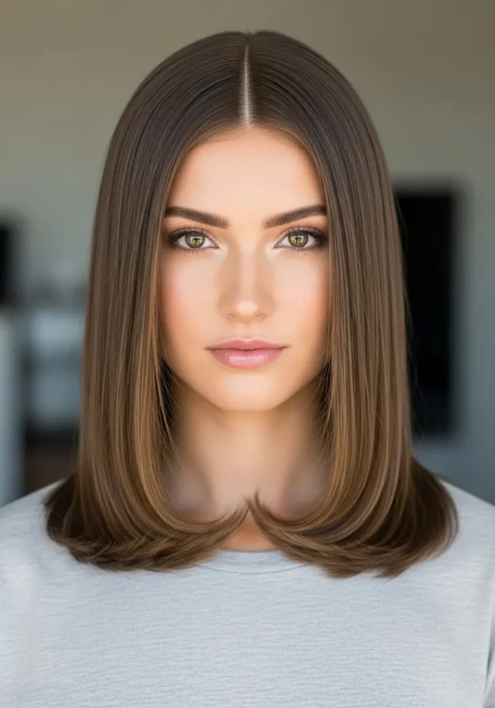 Classic Middle Part with Smooth Lengths
