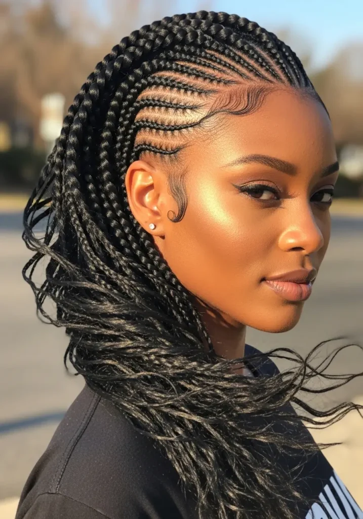 Classic Side-Swept Tribal Braids